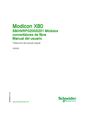Modicon X80 - BMXNRP0200/0201 Módulo convertidores de fibra, Manual del usuario