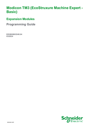 Modicon TM3 (EcoStruxure Machine Expert - Basic) - Expansion Modules Configuration, Programming Guide