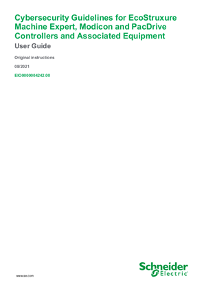 Cybersecurity Guidelines for EcoStruxure Machine Expert, Modicon and PacDrive Controllers and Associated Equipment, User Guide