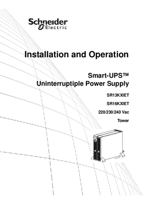 Installation and Operation Smart-UPS SR13KDXIET.SR16KDXIET