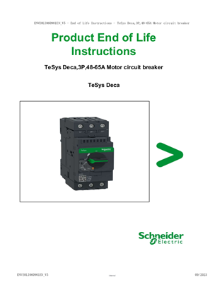 Motor circuit breaker,TeSys Deca,3P,48-65A