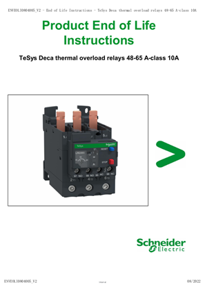 TeSys Deca thermal overload relays 48-65 A-class 10A