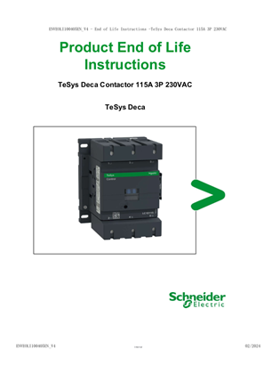 TeSys Deca Contactor 115A 3P 230V AC