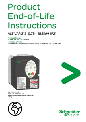 ALTIVAR 212 0,75 - 18,5 kW - IP21, Product End-of-Life Instructions