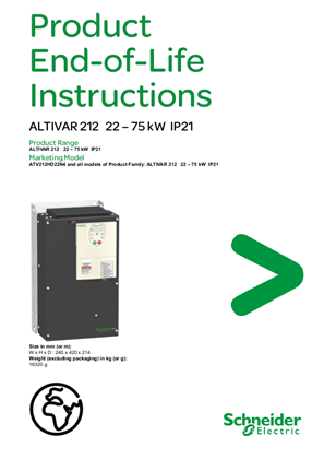 ALTIVAR 212 22 – 75 kW IP21, Product End-of-Life Instructions