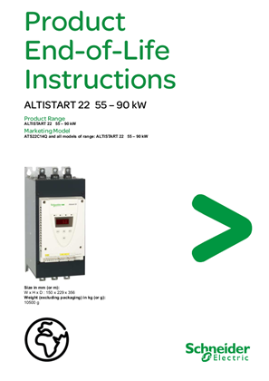 ALTISTART 22,  55 – 90 kW, Product End-of-Life Instructions