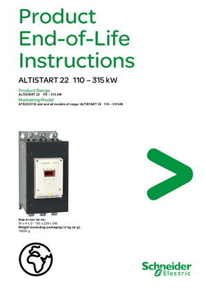 ALTISTART 22, 110 – 315 kW, Product End-of-Life Instructions
