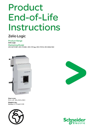 SR3 NET01BD, SR3 XT..., SR3 MBU01BD Network communication and I/O extension modules,  Product End-of-Life Instructions