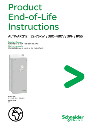 Altivar 212 - 22 to 75 kW – IP55, Product End-of-Life Instructions