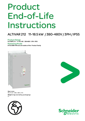 Altivar 212 - 11 to 18.5 kW – IP55, Product End-of-Life Instructions