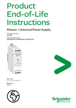 ABL8RPS... Universal range power supply, Product End-of-Life Instructions