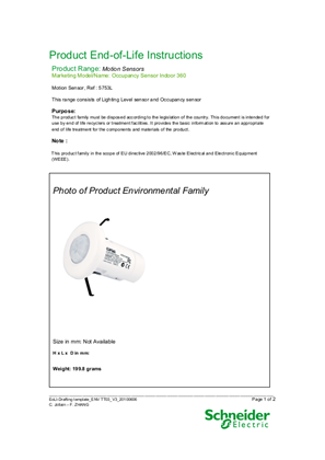 Motion Sensors - End of life manual