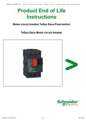 Motor circuit breaker,TeSys Deca,push-button