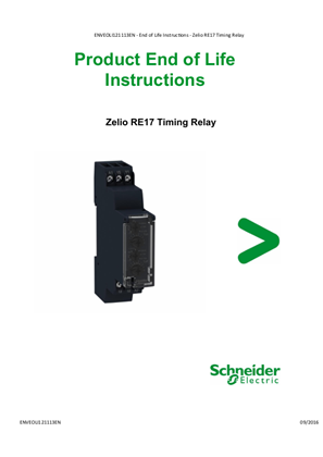 RE17... Timer Relays, Product End-of-Life Instructions