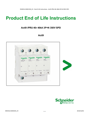 Acti9 - iPRD40r 3P+N - Product End of Life Instructions