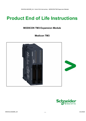 Modicon TM3 Expansion Module, Product End-of-Life Instructions