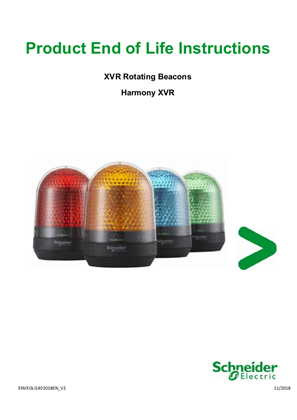 XVR… Multi-functional LED Beacon, Product End-of-Life Instructions