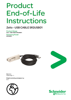 SR2USB01 USB CABLE, Product End-of-Life Instructions