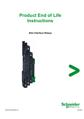Slim Interface Relays, Product End-of-Life Instructions