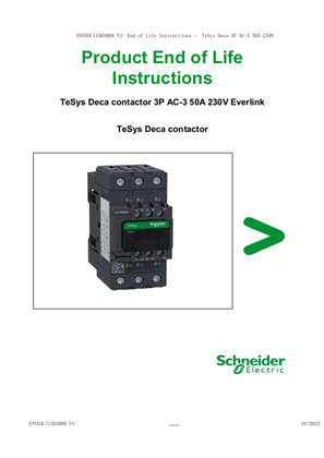 TeSys Deca contactor 3P AC-3 50A 230V Everlink
