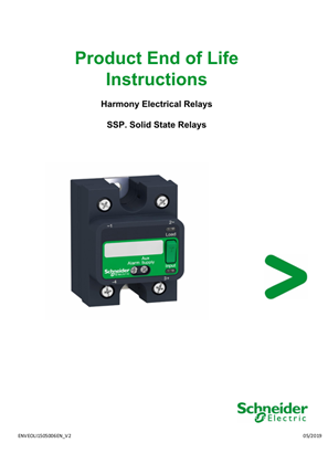 Harmony Electrical Relays - SSP. Solid State Relays, Product End-of-Life Instructions
