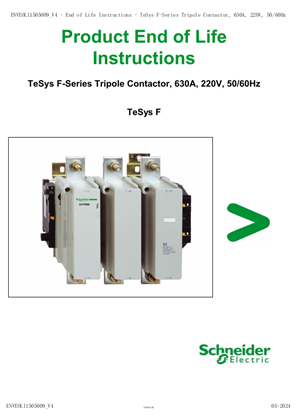 TeSys F-Series Tripole Contactor, 630A, 220V, 50/60Hz