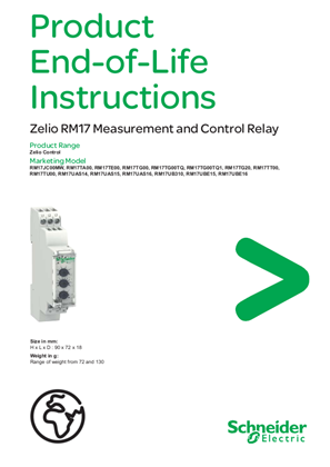 Zelio Measurement Relay - RM17… Control Relay, Product End-of-Life Instructions