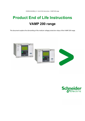 Product End of Life Instructions - VAMP 200 range