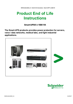 End of Life instructions for Smart UPS Greater than 1500 _EN