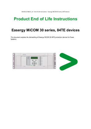 Product End of Life Instructions Easergy MiCOM P30 84TE