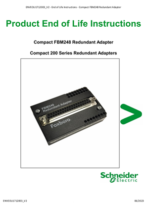 Compact FBM248 Redundant Adapter, Product End of Life Instructions