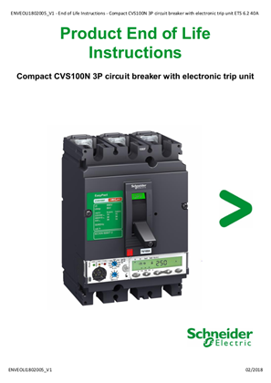 EOLI - Compact CVS100N 3P circuit breaker with electronic trip unit ETS 6.2 40A