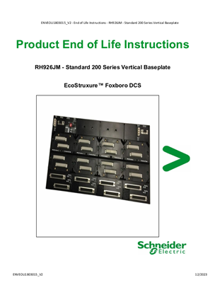 Standard 200 Series Baseplate, Product End of Life Instructions