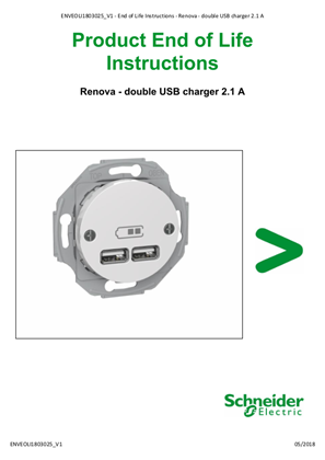 Renova - Double USB charger 2.1 A - End of life manual