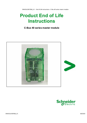 C-Bus, 40 series master module - Product End of Life Instructions
