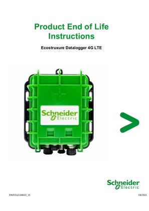 Ecostruxure Datalogger 4G LTE, Product End of Life Instructions