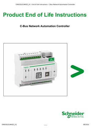 C-Bus, Network Automation Controller - Product End of Life Instructions