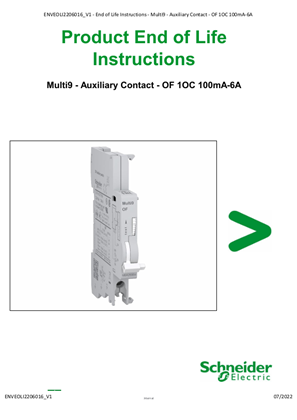 Multi9 - Auxiliary Contact - OF 1OC 100mA-6A - Product End of Life Instructions