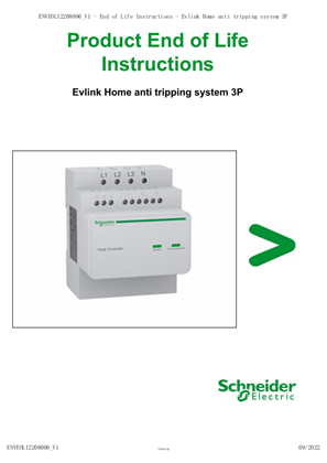 Evlink Home anti tripping system 3P, load-shedder, End Of Life Instructions