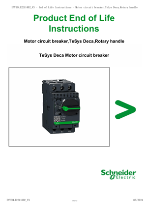 Motor circuit breaker,TeSys Deca,rotary handle