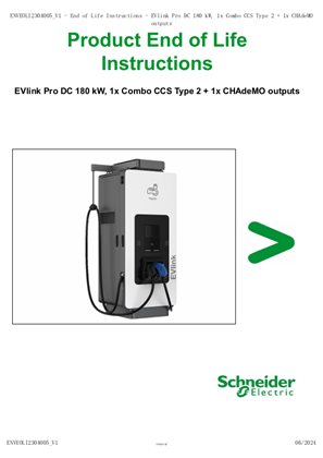 EVlink Pro DC 180 kW, 1x Combo CCS Type 2 + 1x CHAdeMO outputs