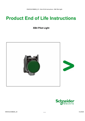XB4 Pilot Light, End Of Life Instructions, IA