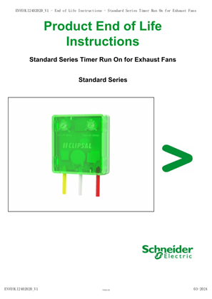 Standard Series Timer Run On for Exhaust Fans