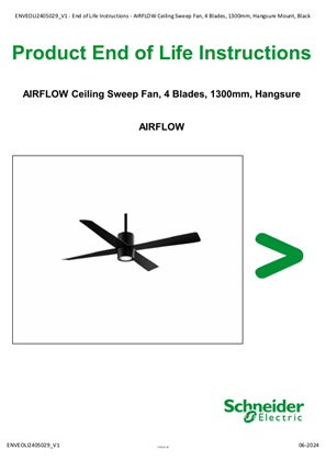 AIRFLOW Ceiling Sweep Fan, 4 Blades, 1300mm, Hangsure Mount, Black