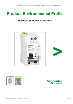 MCB/RCD 2MOD 2P 16A 30MA 10KA - Product Environmental Profile