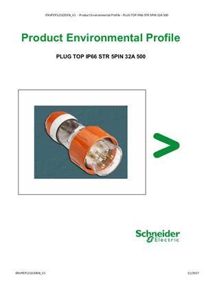 PLUG TOP IP66 STR 5PIN 32A 500 - Product Environmental Profile