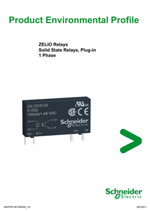 ZELIO Relays - Solid State Relays, Plug-in - 1 Phase, Product Environmental Profile