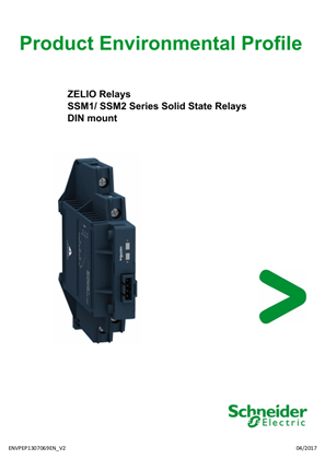 ZELIO Relays - SSM1/ SSM2 Series Solid State Relays, DIN mount, Product Environmental Profile
