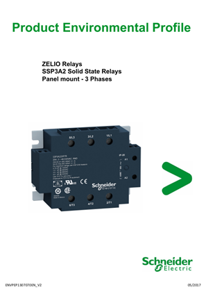ZELIO Relays - SSP3A2 Solid State Relays, Panel mount - 3 Phases, Product Environmental Profile