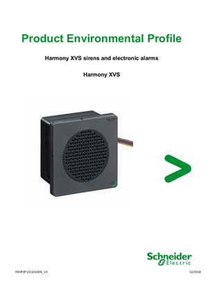 Harmony XVS sirens and electronic alarms, Product Environmental Profile